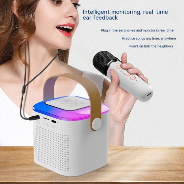 Karaoke Machine with Bluetooth, 2 Mics, RGB Lights – Portable Speaker - Image 9