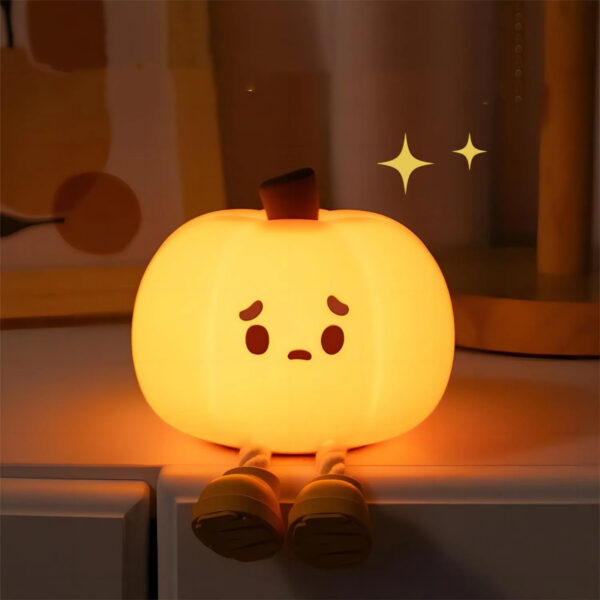 Halloween Pumpkin Night Light - Soft Silicone, Touch Dimmable, Rechargeable - Image 4