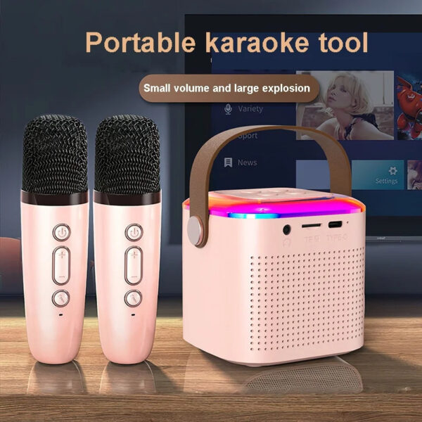 Karaoke Machine with Bluetooth, 2 Mics, RGB Lights – Portable Speaker