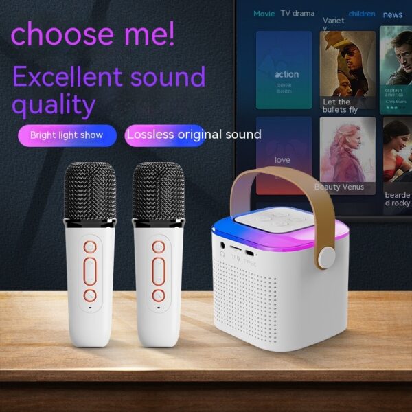 Karaoke Machine with Bluetooth, 2 Mics, RGB Lights – Portable Speaker - Image 5