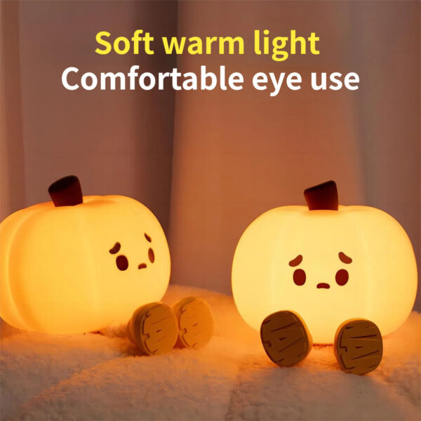 Halloween Pumpkin Night Light - Soft Silicone, Touch Dimmable, Rechargeable - Image 6