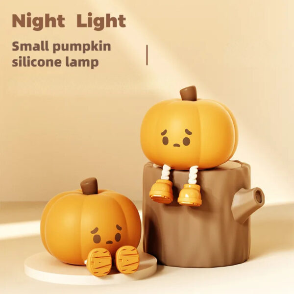 Halloween Pumpkin Night Light - Soft Silicone, Touch Dimmable, Rechargeable - Image 3