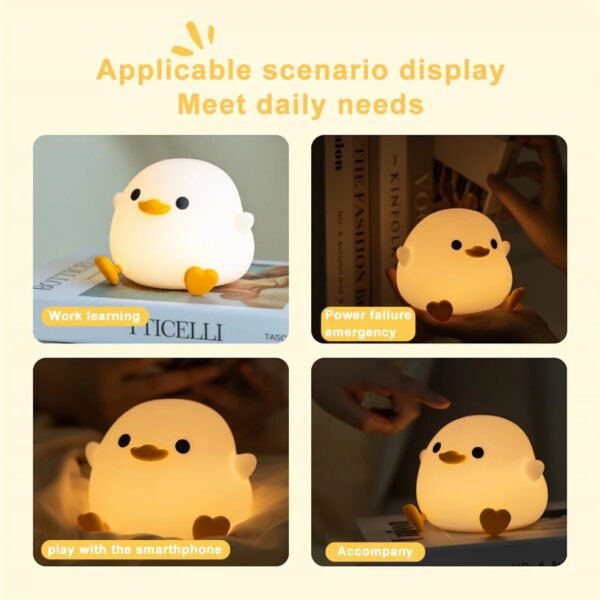 Doudou Duck Silicone Alarm Lamp Ambience Light Bedroom Bedside Lamp Usb Charging With Sleeping Night Light - Image 9