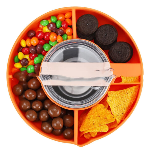 Silicone Snack For Cup 40 Oz Reusable Snack Container 4 Compartment Snack Platters Cup Snack Bowl Cup Holder Food Tray - Image 5