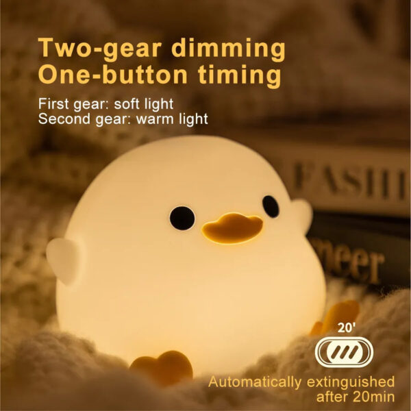 Doudou Duck Silicone Alarm Lamp Ambience Light Bedroom Bedside Lamp Usb Charging With Sleeping Night Light - Image 8