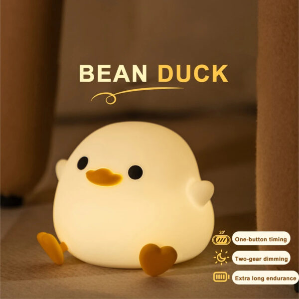 Doudou Duck Silicone Alarm Lamp Ambience Light Bedroom Bedside Lamp Usb Charging With Sleeping Night Light - Image 4